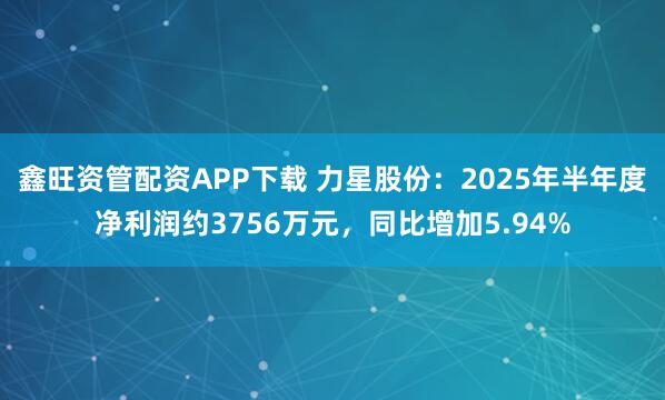 鑫旺资管配资APP下载 力星股份：2025年半年度净利润约3756万元，同比增加5.94%